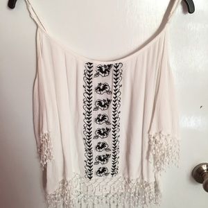 RUE 21 flowy black & white blouse